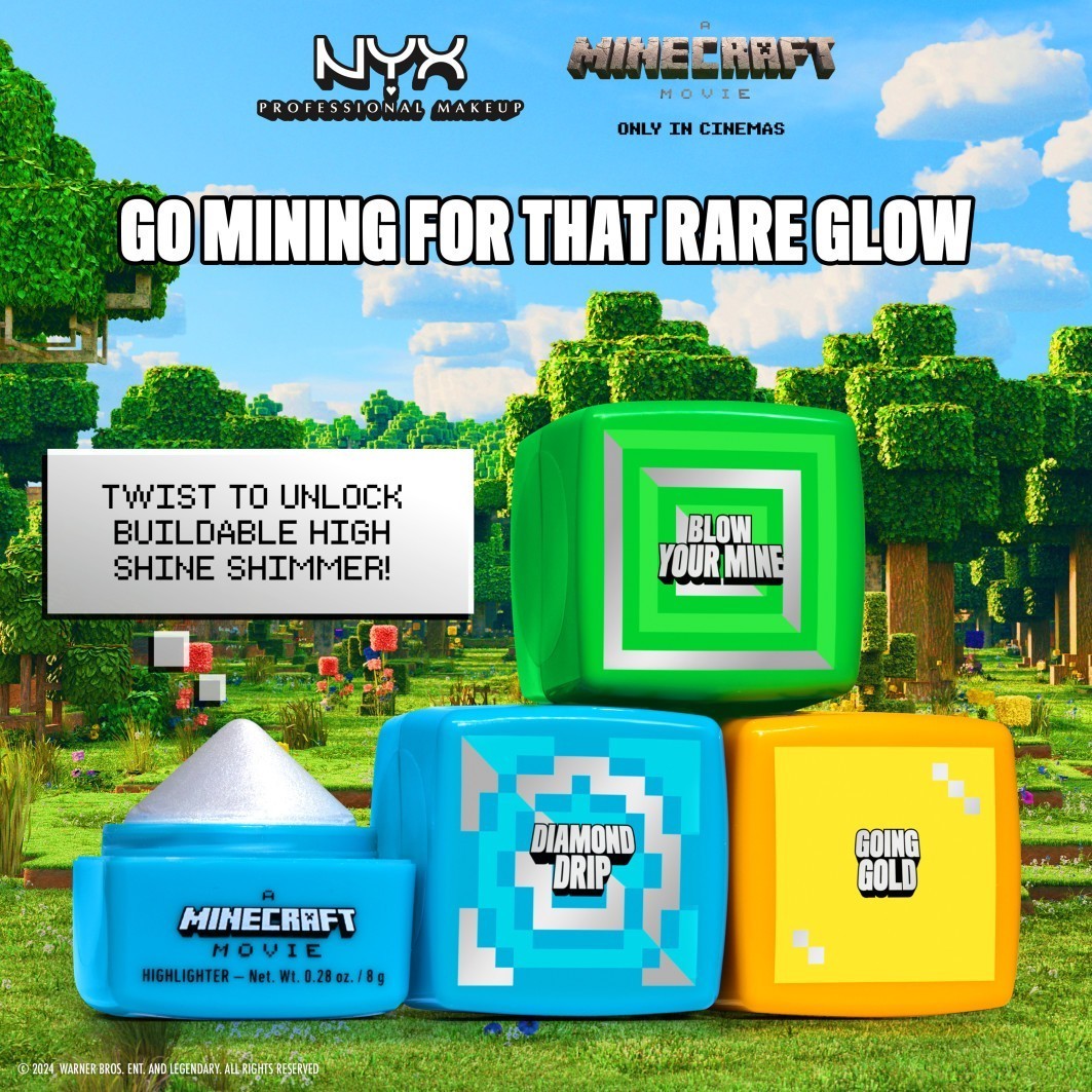NYX Professional Makeup Highlighter Minecraft Collection – reti highlighter balzamai iš Minecraft filmo – 1 vnt.
