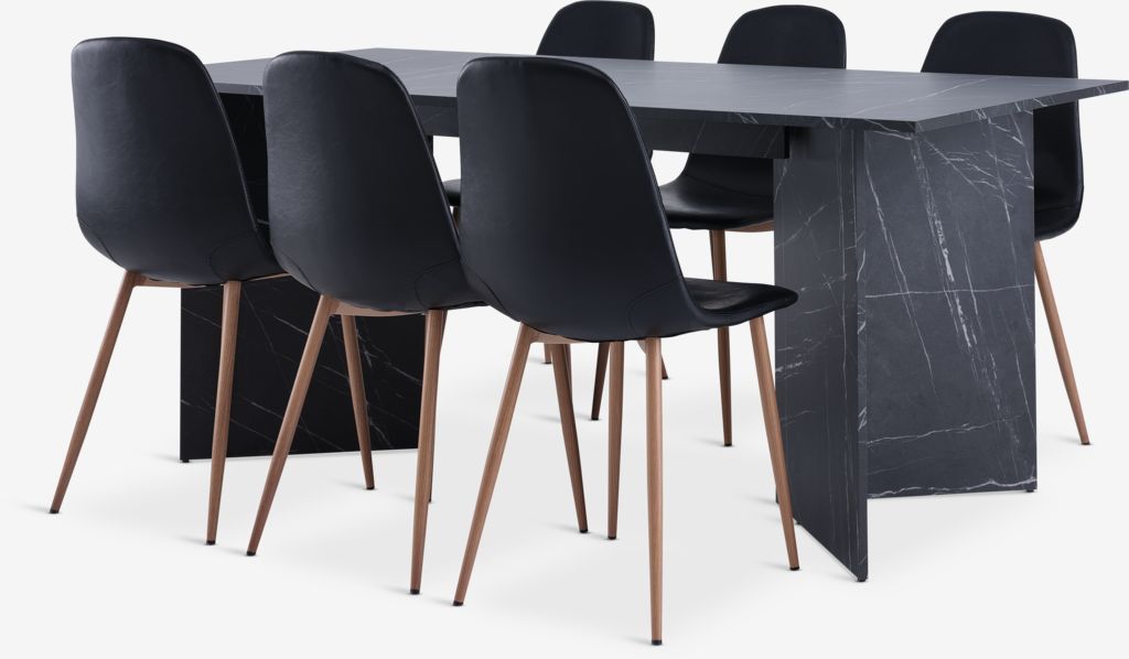 KRONDAL JONSTRUP KRONDAL L180 stôl imitácia mramoru 4 JONSTRUP stolička čierna/dub
