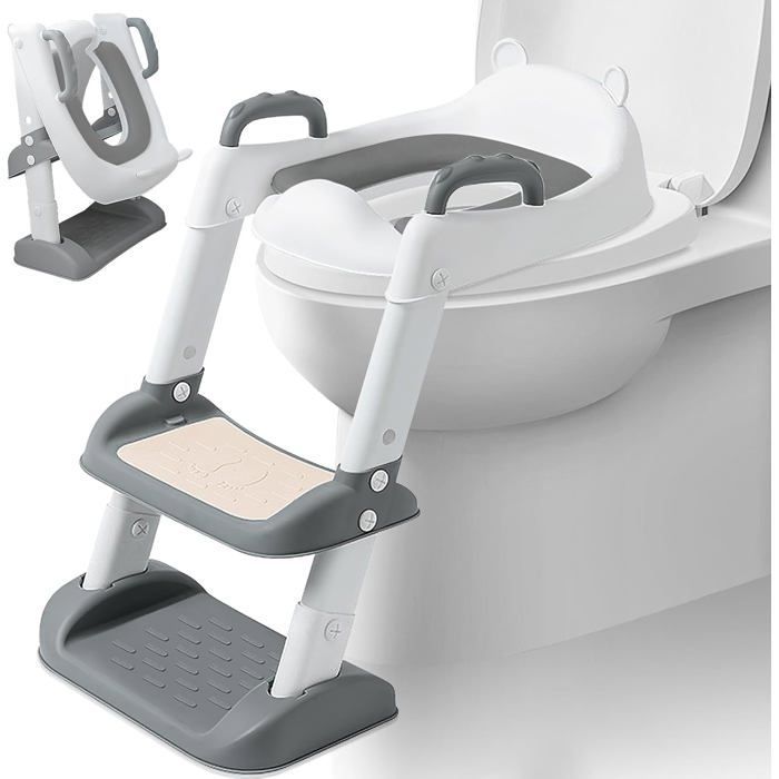 Reductor de asiento de inodoro infantil, elevador de asiento de inodoro infantil con escalón, adaptador de inodoro infantil con cojín de PU
