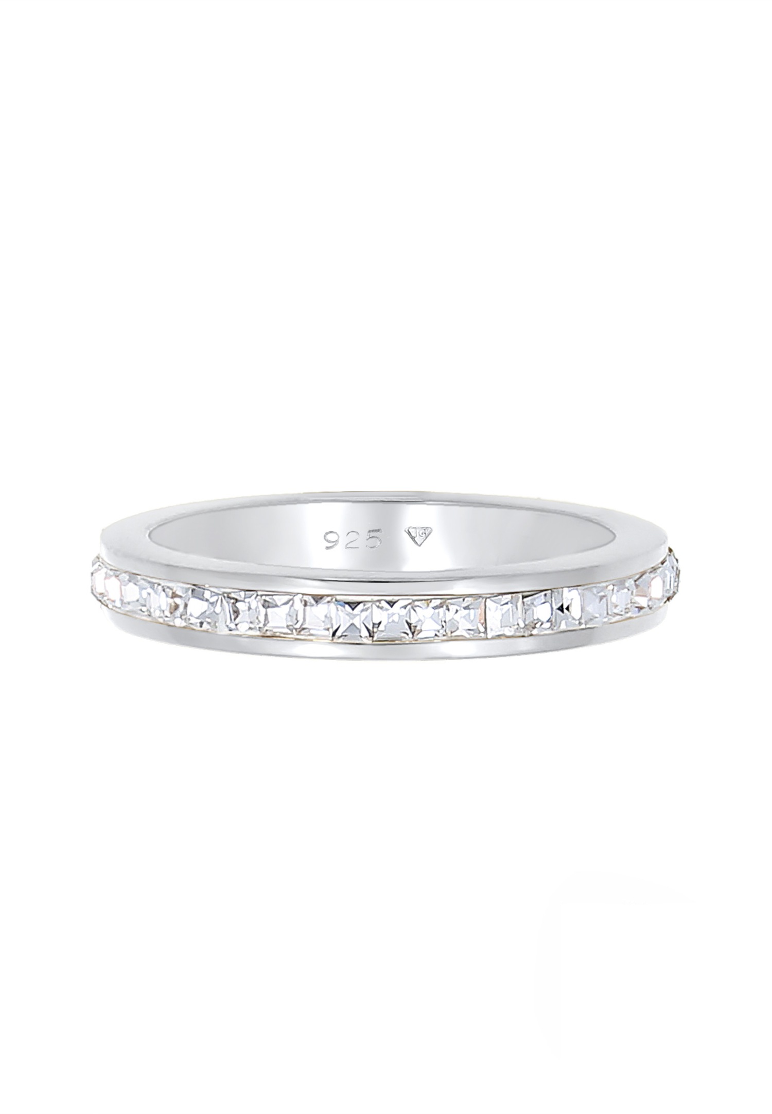 Elli PREMIUM Elli - Basic Classique Cristaux Bague Femme - (925/1000) Argent