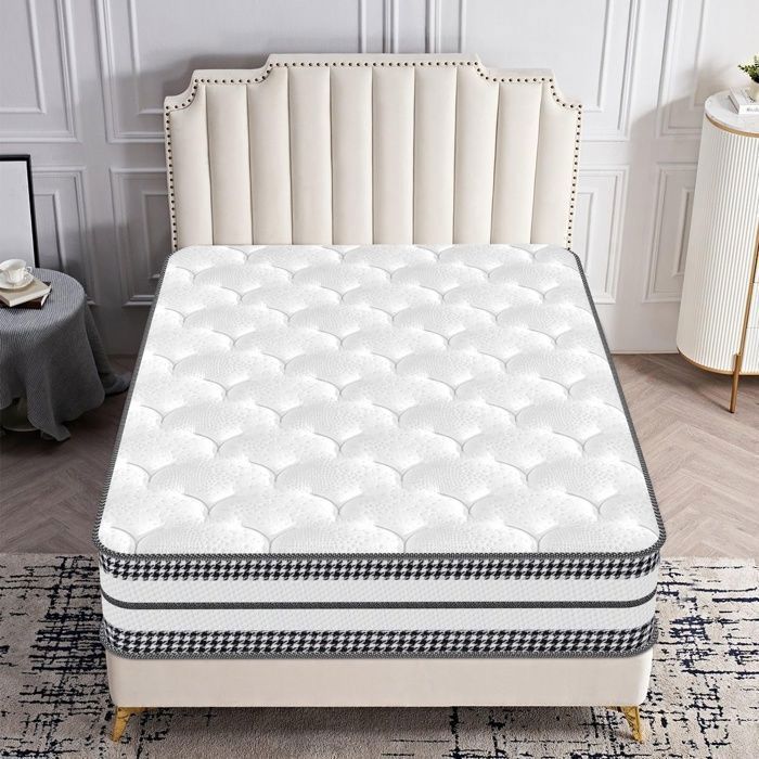 Colchón Premium de Espuma Viscoelástica de 90x200 cm, 26 cm de grosor, híbrido de espuma y muelles ensacados, reversible, firmeza media (H3/H4).