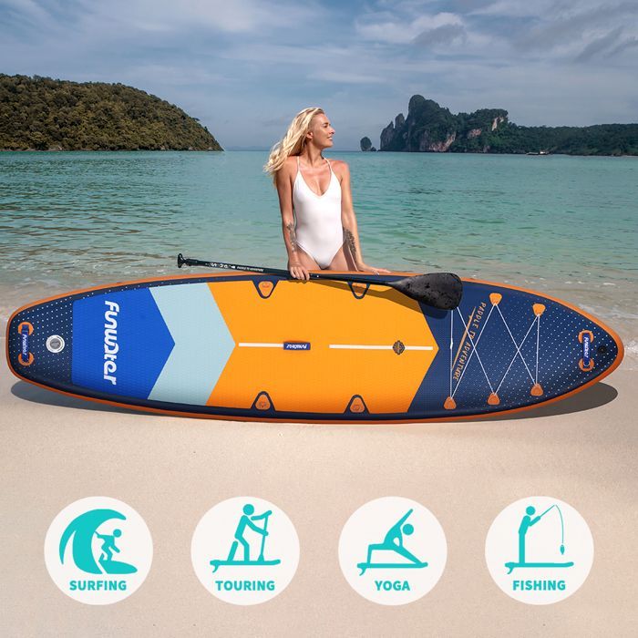 FunWater Opblaasbaar Antislip Paddleboard, Watersport, 385x85x15cm, Blauw