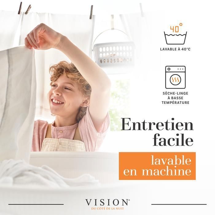 VISION - Parure de lit Basile - 100% coton - 1 housse de couette 140x200cm + 1 taie d'oreiller 65x65cm - Gris