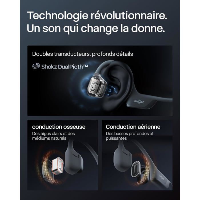 Auriculares inalámbricos de conducción ósea TRAHOO OpenRun Pro 2 - Bluetooth 5.3 - Micrófonos con cancelación de ruido