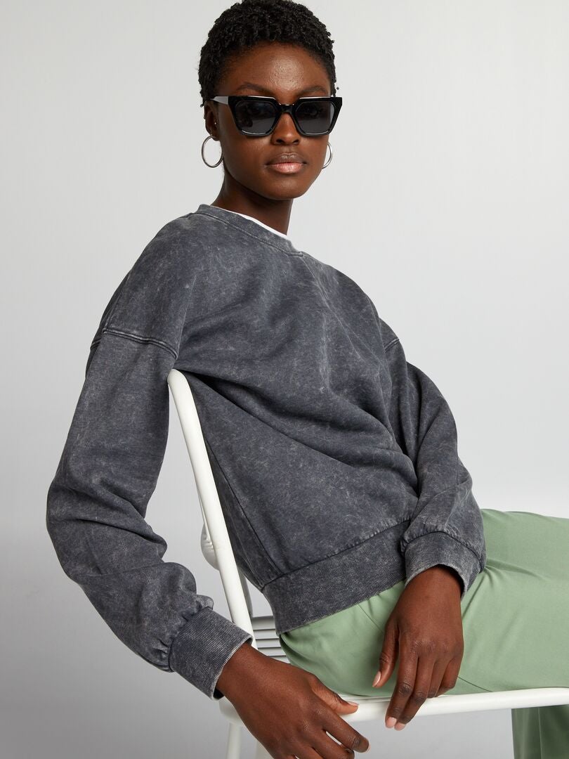 Oversized sweatshirt van fleecestof - zwart