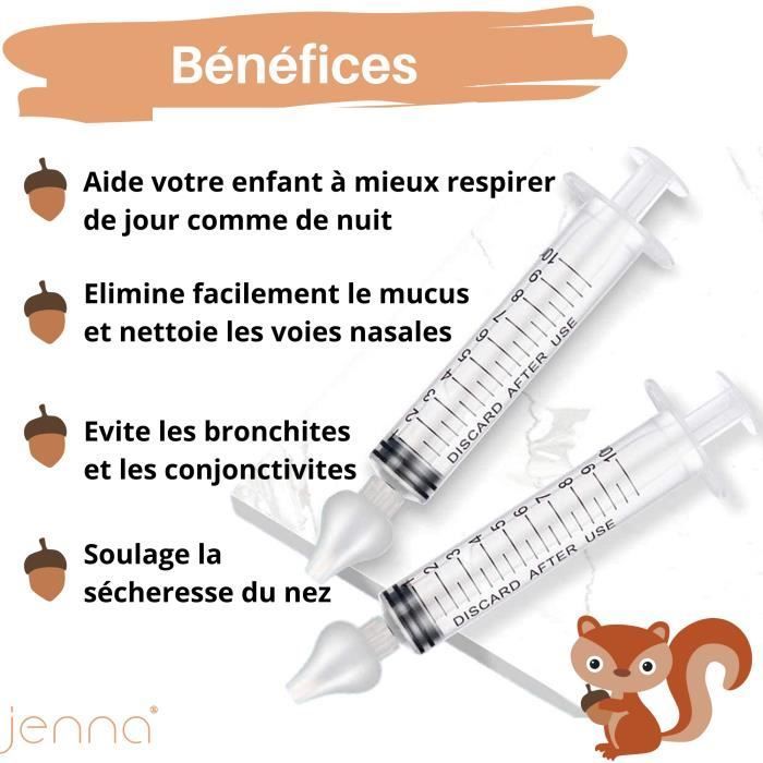 Jenna® | 4 cepillos para bebés de regalo + jeringa nasal de 10 ml | Aspirador nasal para bebés, irrigación nasal para niños, enjuague sinusal, higiene