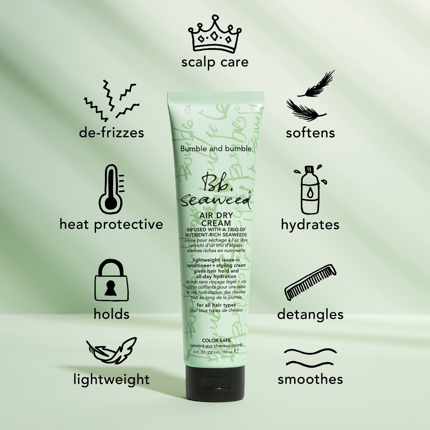 Bumble and bumble. Nenuplaunamas kondicionierius „Algen-Lufttrockencreme“ – 150 ml