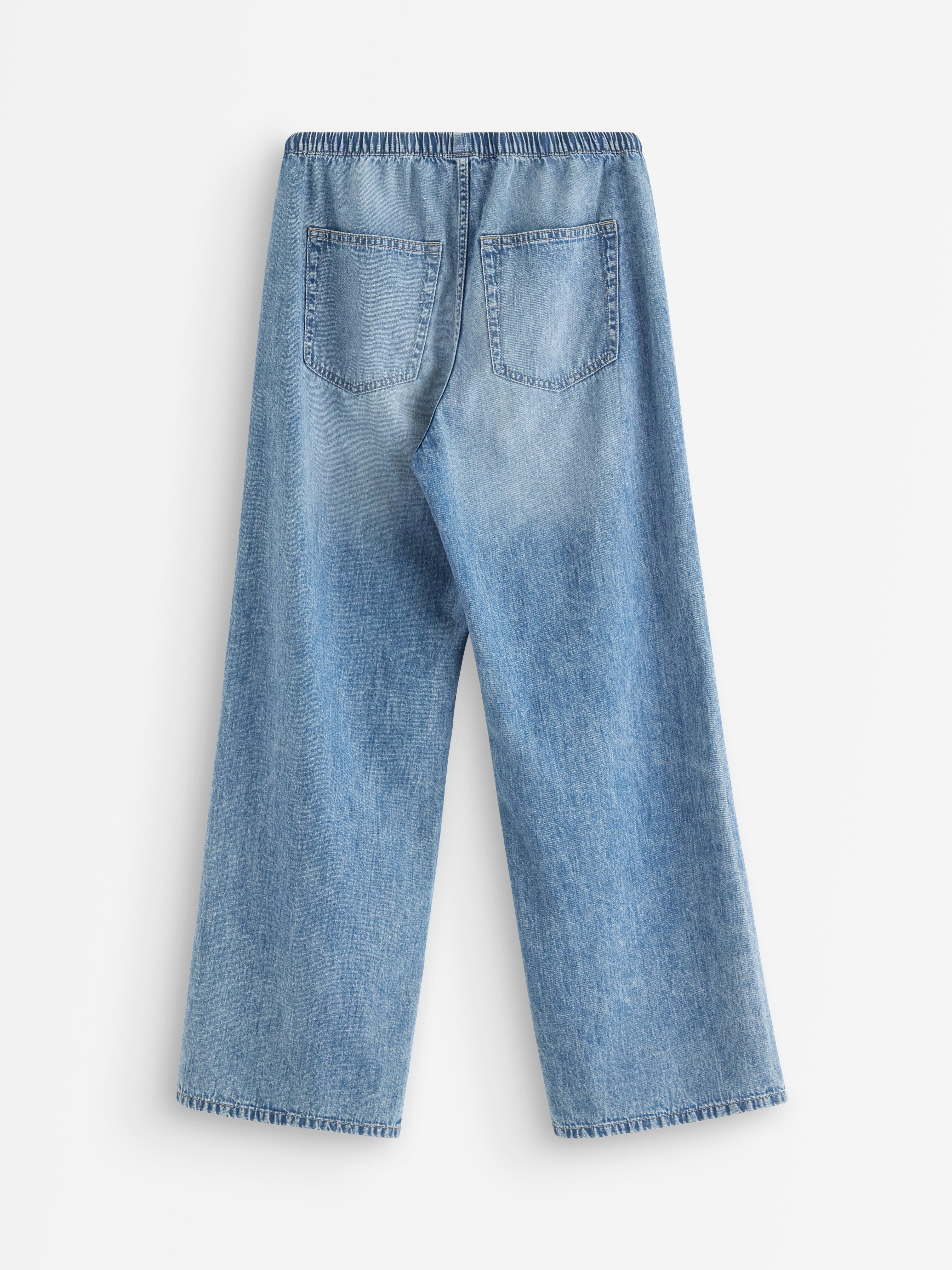 Pantalon en denim large à taille élastique
