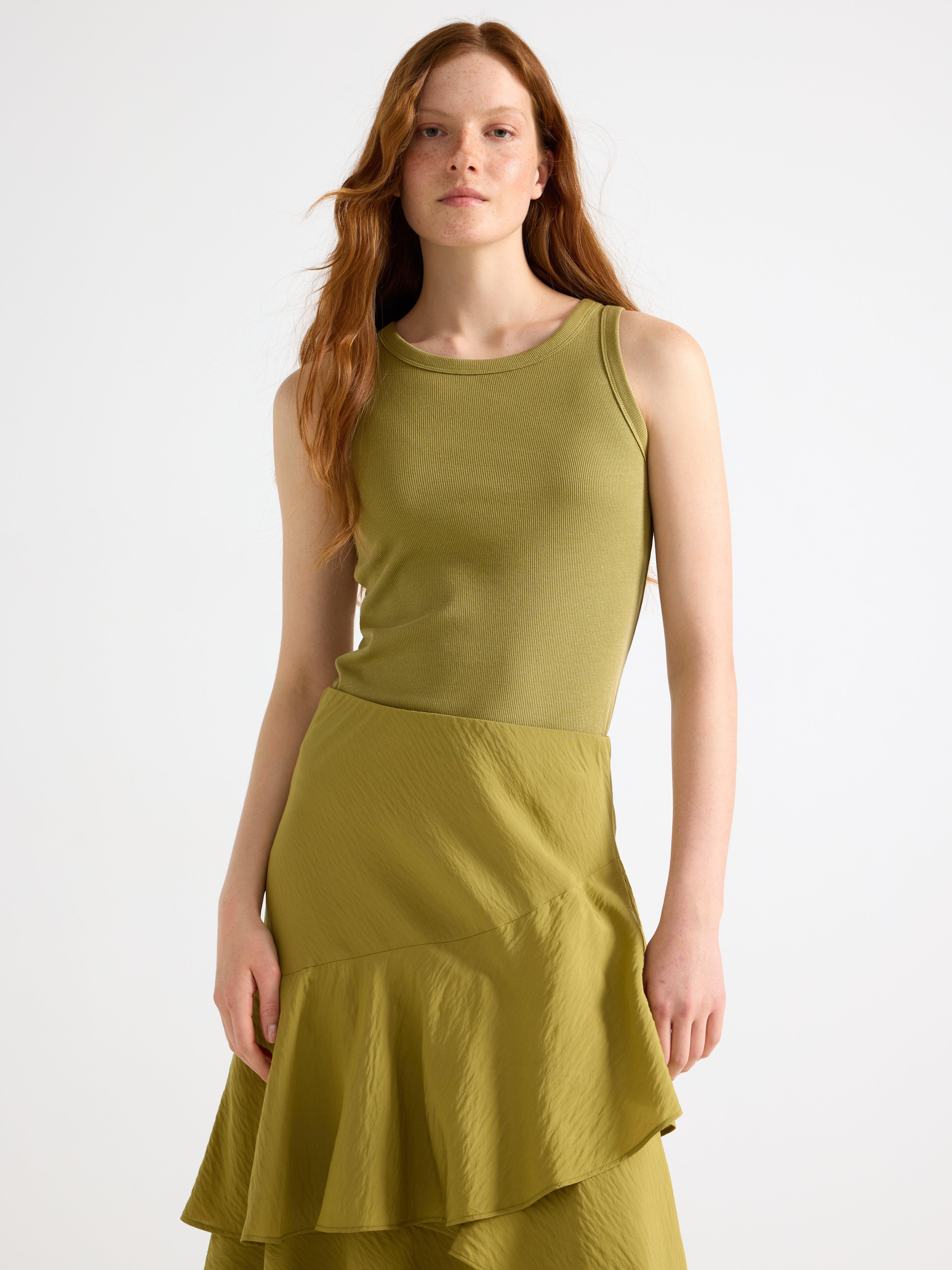 Lino Ribbat Verde Polvoriento