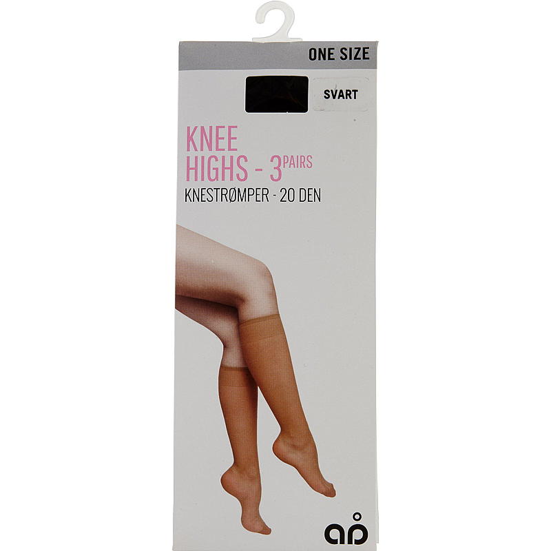 Aå kniekousen 3-pack zwart, 20 den