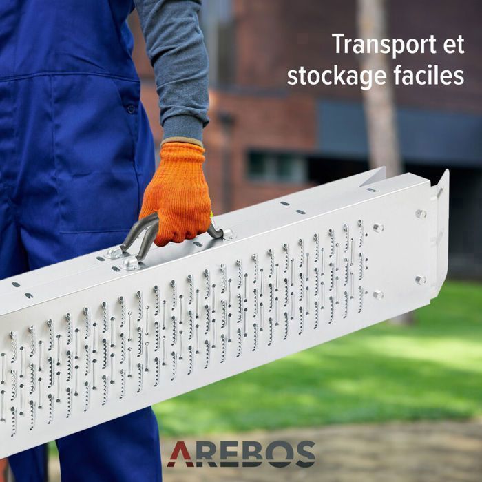 AREBOS 2x foldbare stålramper – 400 kg kapacitet, skridsikker overflade, kompakte og nemme at transportere
