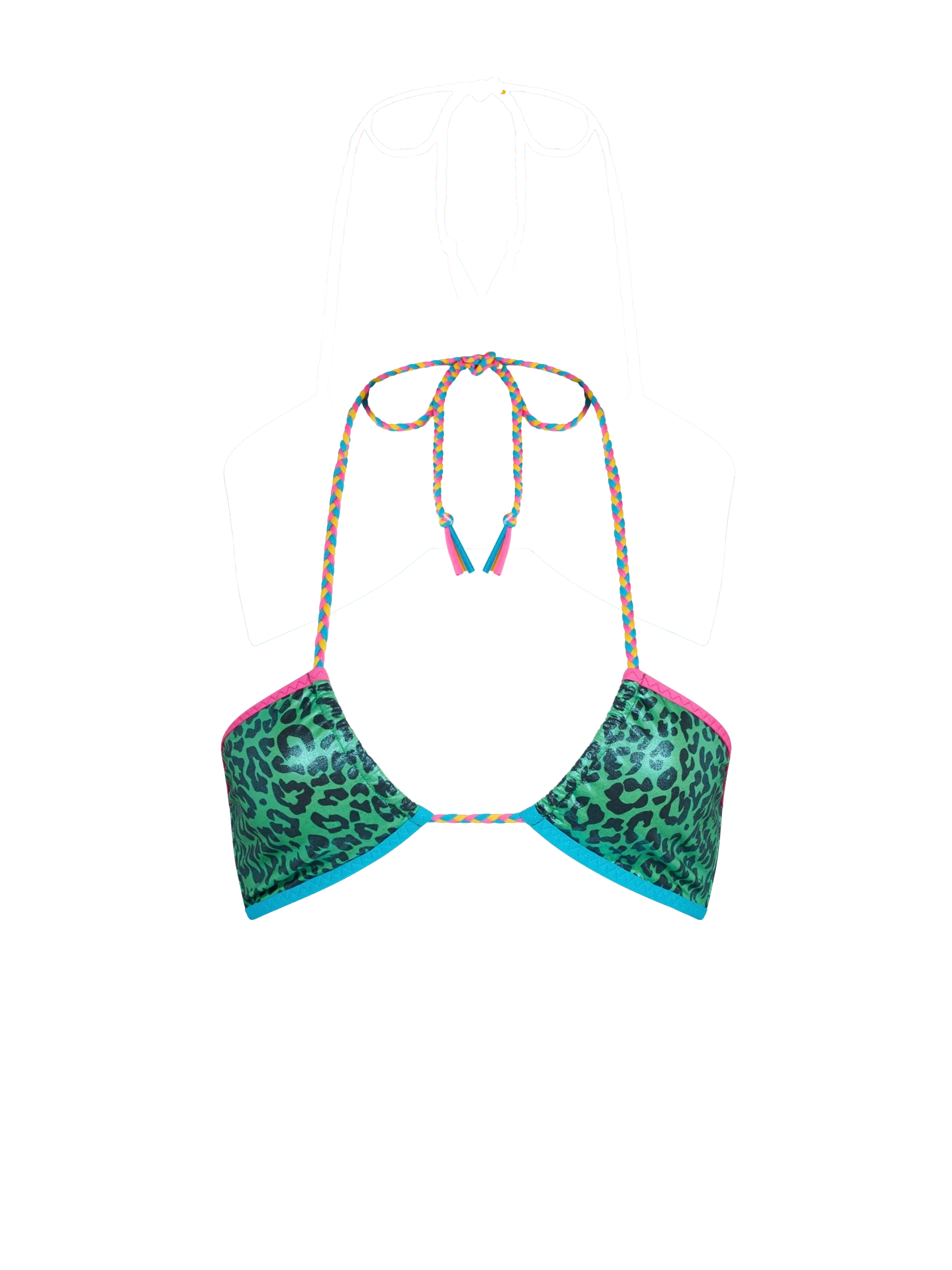 bandeau imprimé léopard vert avec passepoil