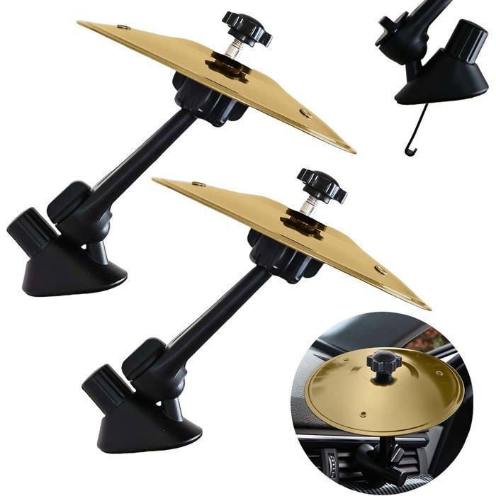 2 Pieces Mini Car Cymbals, Car Crash Cymbals Air Vent, Car Drum Cymbals for Music Lovers (Gold)