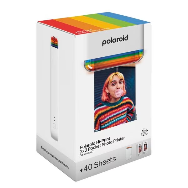 Žepni fototiskalnik Polaroid Generation 2 Hi-Print 2x3<br>bel, vključno s 40 brezplačnimi listi