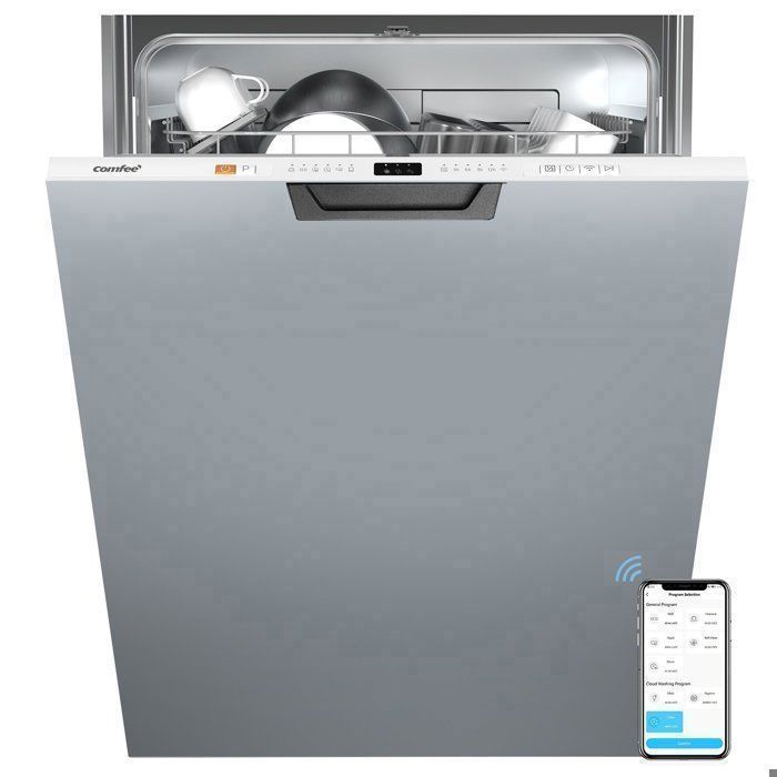 Inbouwvaatwasser voor 12 couverts COMFEE CDWPB1215P - Cloudprogramma, Intensief drogen, Uitgestelde start, Snelwasprogramma 47 dB-B