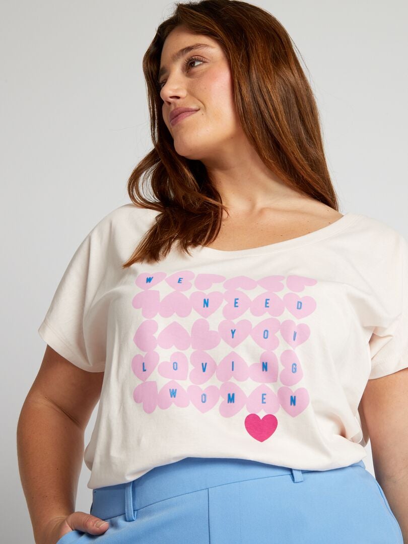 Bedrukt katoenen T-shirt - ROZE