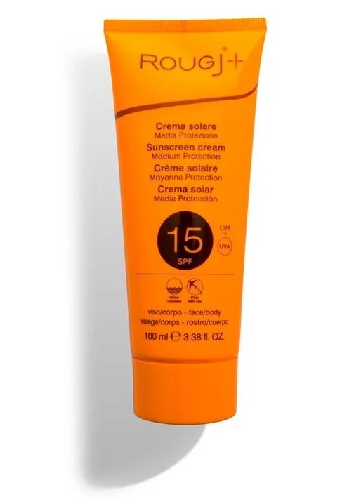 ROUGJ Rougj Solare SPF 15 100 ml Protection solaire pour le visage et le corps.