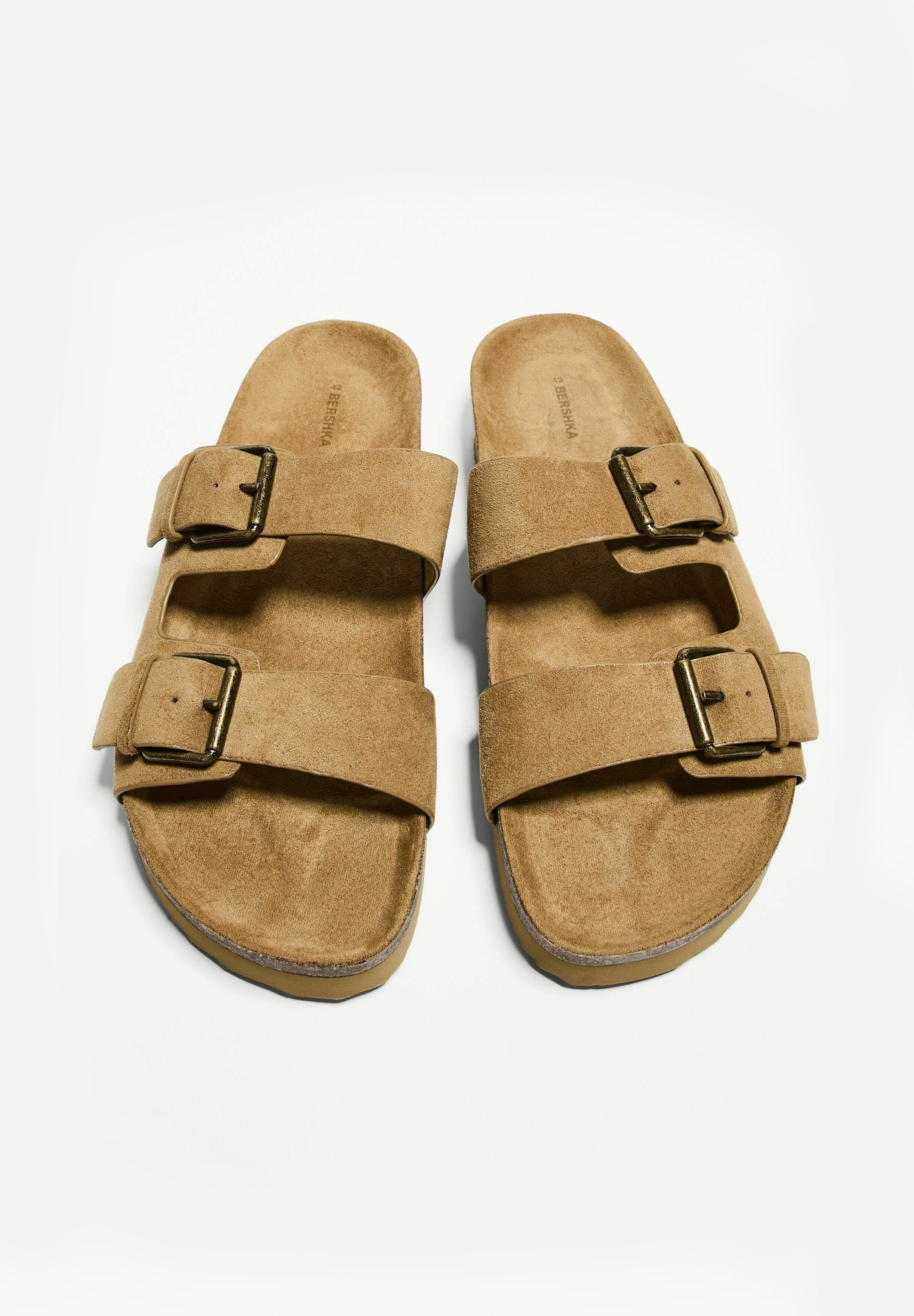 Bershka BUCKLED - FLAT SLIDE - Mules - sable
