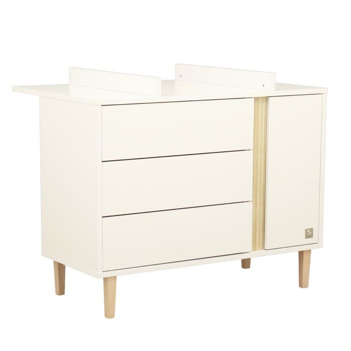 Cassettiera con 3 cassetti e 1 anta, gambe in legno - PALOMA