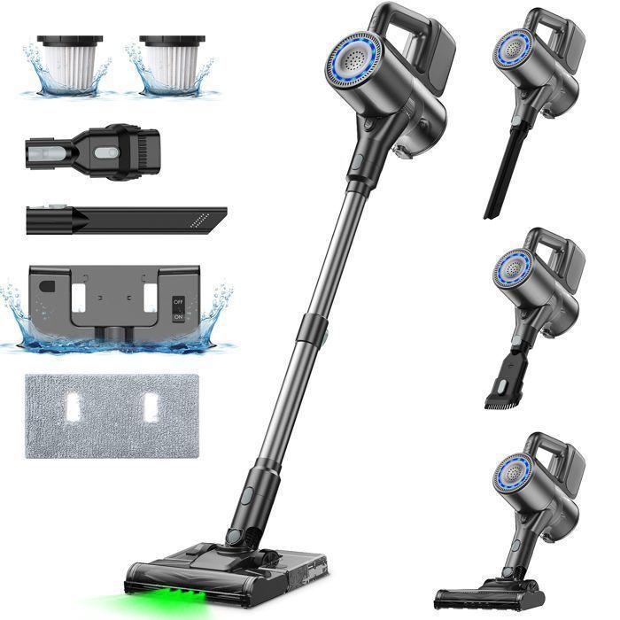 Homefire 2-in-1 Cordless Stick Vacuum Cleaner, 40000Pa/500W, 2 Speeds, 60dB, 40 min Runtime, Vacuum and Mop, HEPA Filtration - Black