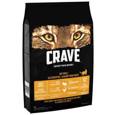 CRAVE Alimento secco per gatti adulti al gusto di tacchino e pollo
