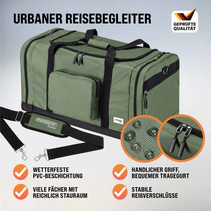 Bolsa de viaje MONZANA® de 90 L - 70 x 35 x 35 cm con correa de hombro ajustable y extraíble y bolsillos, bolsa deportiva, equipaje de cabina