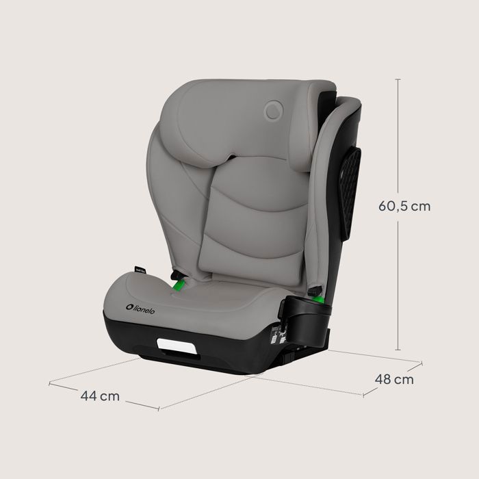LIONELO Neal i-Size Kindersitz 100–150 cm – ISOFIX – Getränkehalter – Breiter Sitz – Verstellbare Rückenlehne – Gruppe 2/3 – Grau