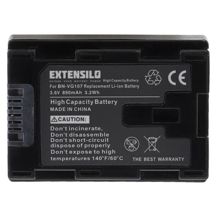 Bateria EXTENSILO compatível com as câmeras JVC GZ-E200AU, GZ-E200BU, GZ-E100, GZ-E200, GZ-E200RU, GZ-E205 e GZ-E10 (890mAh,