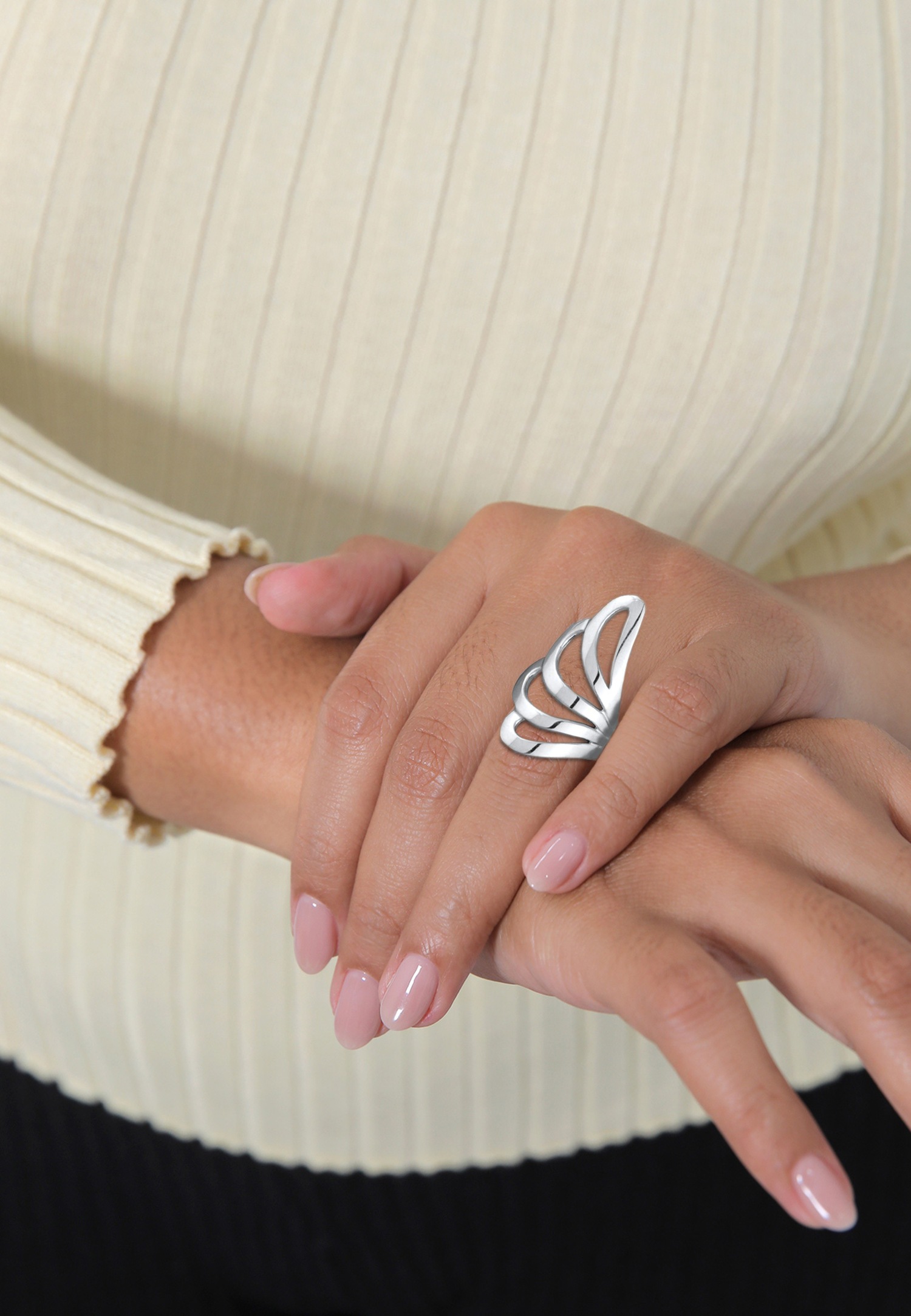 Nenalina Femmes déclaration basique vague géo en argent sterling 925