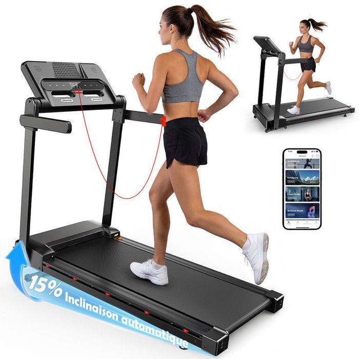 Loopband - FT54 Loopband, 15% automatische hellingshoek, snelheid 1-14 km/u, app-compatibel, ultrastil 700W, lcd-display, ideaal voor thuisgebruik