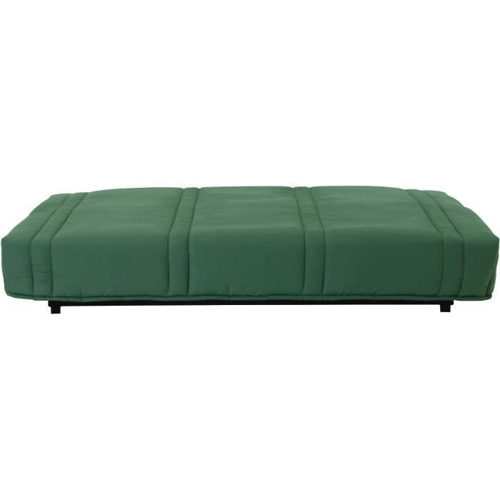 Sofá-cama LENA 20 de 3 lugares - Tecido de algodão verde-floresta - Área de dormir 125x190 cm - L193 x P92 x A93 cm