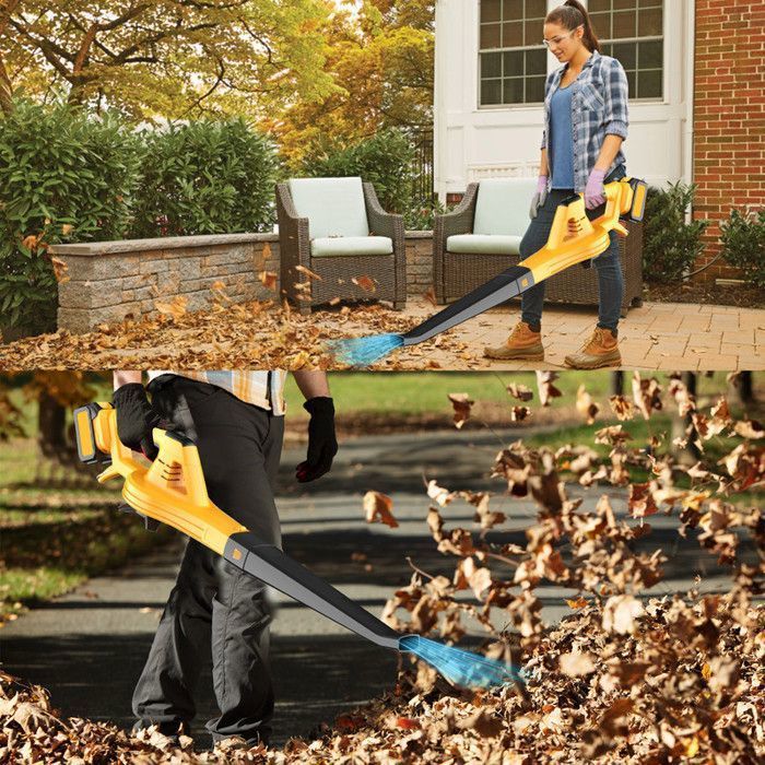 Souffleur De Feuilles A Batterie 600W 21V 5 Vitesses 120CFM 100MPH Avec 1 Batteries 3.0Ah Chargeur Ultra-Léger 18000RPM Pour Jardin