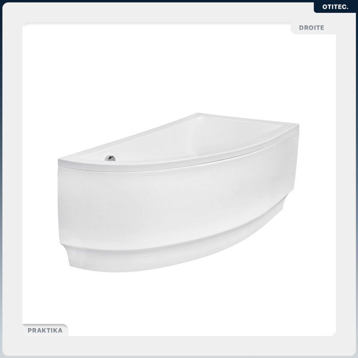 Banheira assimétrica com pia à direita - OTITEC - PRAKTIKA - 140x70 cm - Ralo automático - 10 anos de garantia