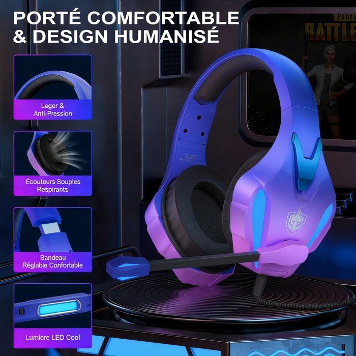 Auriculares para juegos para PC/PS4/PS5/Mac/Switch con micrófono, auriculares para juegos con cancelación de ruido y conector de 3,5 mm.