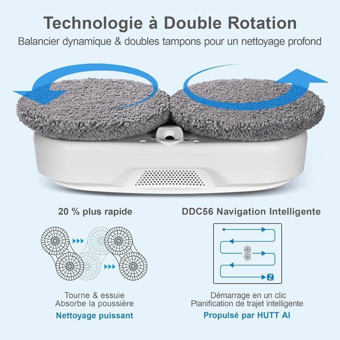 HUTT DDC56 Robot Laveur de Vitre - Robot Nettoyeur de Vitres avec Double Pulvérisation d'eau - Système de Protection