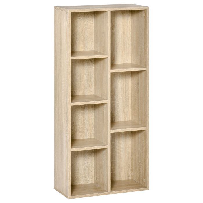 Estantería modular de 7 cubos HOMCOM para interiores, sala de estar, dormitorio - 50 cm de ancho x 24 cm de profundidad x 106 cm de alto, madera natural.