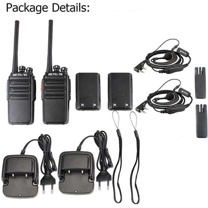 Retevis RT24 Long Range Walkie Talkie, PMR Radio 16 Channels, Rechargeable Walkie Talkie with Earpiece for Family, Hiking