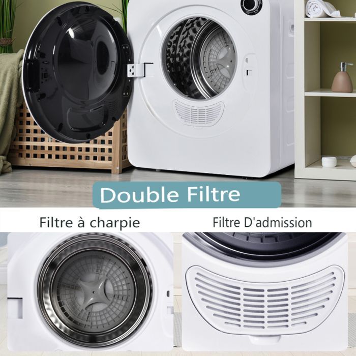 Sèche-linge portable - LANGTU - Modèle compact - 3 kg - Montage mural - Pompe à chaleur