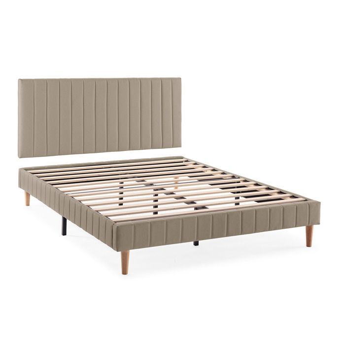 Base de cama tapizada Eris + cabecero 140x190 cm Beige