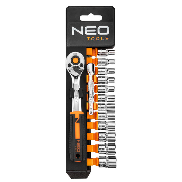 Klucze nasadowe 1/4” grzechotka zestaw 14szt. NEO 10-000