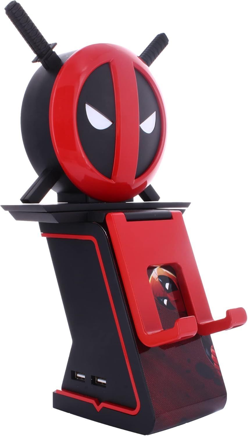Figura de Deadpool de Marvel Ikon Light - EXQUISITE GAMING - Cable Guys - Soporte para auriculares, smartphone o accesorios pequeños - 25 cm