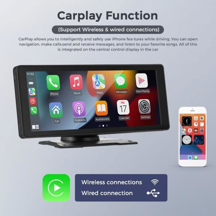 GEARELEC 10-Zoll-Autoradio mit CarPlay, Android Auto, WLAN, Bluetooth und FM