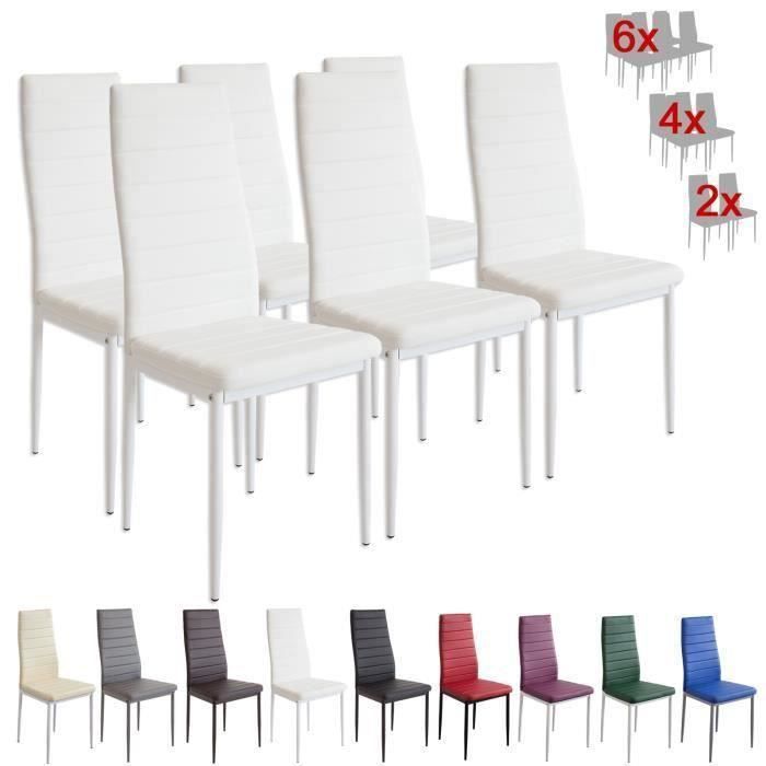 Milano White Chairs - ALBATROS - Set of 6 - Metal - Faux Leather - Contemporary - Design