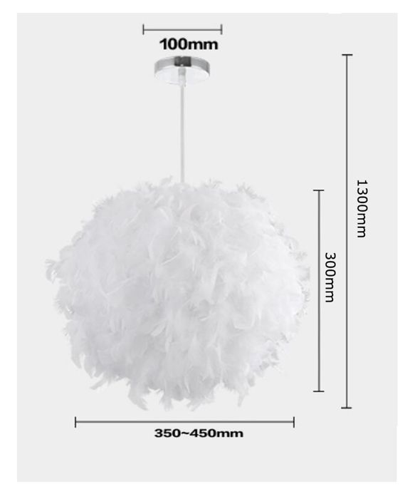 Lamp met verenbol van 40 cm, kroonluchter, eenvoudige stijl, decoratie voor tentoonstellingsruimte, kinderkamer, witte hanglamp