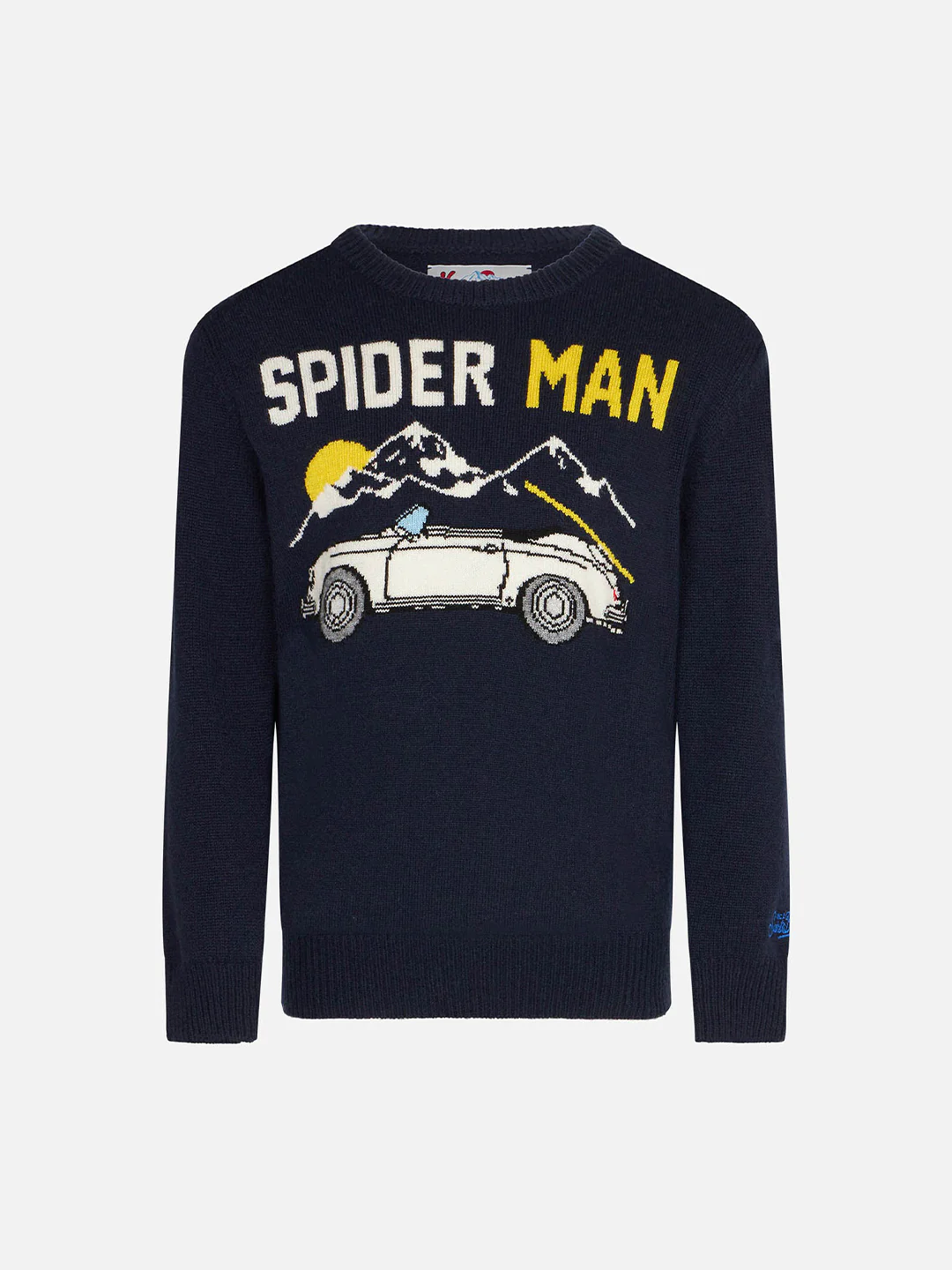 Pull à col rond pour enfant avec imprimé voiture