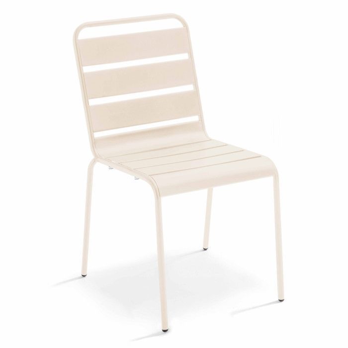 Conjunto de mesa e 8 cadeiras de jardim Palavas em metal cor marfim, Oviala