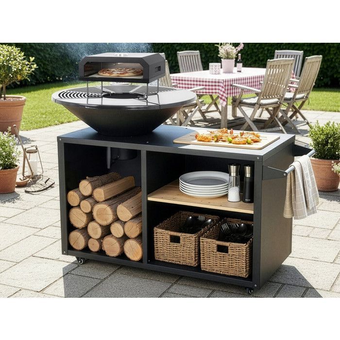 Barbecue plancha brasero avec four à pizza 