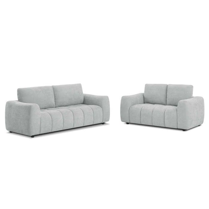 Conjunto de sofás fijos KEREA de 3+2 plazas en tela gris.