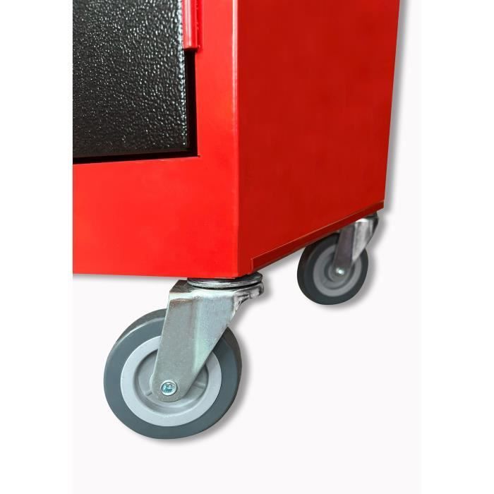 Carro de taller metálico DEFPRO de 7 cajones con compartimento de almacenamiento vacío.