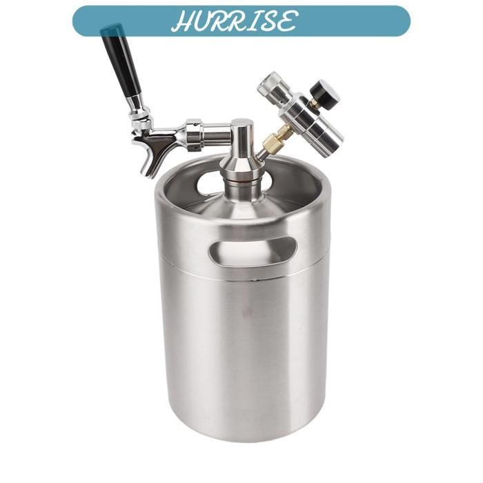 Mini fusto di birra pressurizzato da 5 litri in acciaio inox con valvola di erogazione a 60 psi, per uso domestico.